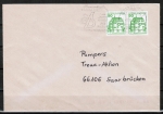 Bund 1038 als portoger. MeF mit 2x grner 50 Pf B+S - Marke aus Rolle im Buchdruck auf Inlands-Brief bis 20g von 1989-1997, codiert