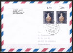 Bund 1295 als portoger. MeF mi 2x 50 Pf Wohlfahrt 1986 auf Sonderporto-Brief bis 20g nach Griechenland von 1986-1989