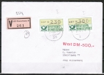 Bund ATM 1 - Marken zu 230 + 300 Pf je in Gravur-Type als portoger. MiF auf Inlands-Wertbrief 20-50g von 1983, AnkStpl.