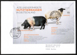 Bund 3261-3262 als portoger. Block-EF mit 70 Cent Schaf + 85 Cent Schwein-Block auf Inlands-Brief 14x20 cm von 2019-2021