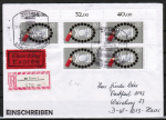 Berlin 843 als portoger. MeF mit 5x 80 Pf Rechnungskontrollbehörden auf VGO Eil-Einschreibe-Brief bis 20g mit Sonderstempel von Zittau von 1990