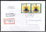 Bund 1487 als portoger. MeF mit 2x 100 Pf Weihnachten 1990 auf VGO-Einschreib-Brief bis 20g von 1990