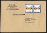 Bund 1605 als portoger. MeF mit 2x 100 Pf Jugend 1992 auf Briefdrucksache 50-100g von 1992, 14x20 cm