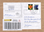Bund 2877 als portoger. MiF mit 390 + 500 Ct. Blumen je aus Rolle auf EU-Europa-Päckchen-Adresse von 2012-2015 nach Belgien, Label