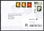 Bund 2530 - 220 Ct. Blumen-Marke / Edelweiß vom Bogen als portoger. MiF mit Blumen-Zdr.-Marken auf Einschreibe-Brief bis 20g von 2009