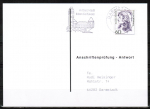 Bund 1332 als portoger. EF mit 60 Pf Frauen auf Sammel-Anschriftenprfungs-Postkarte von 1993-2002