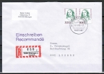 Bund 1433 als portoger. MeF mit 2x 300 Pf F. Hensel auf Einschreibe-Brief vom ZAG Büsingen von 1996 in die Schweiz