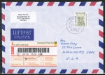 Bund 1691 als portoger. EF mit 700 Pf SWK aus Rolle auf Luftpost-Einschreibe-Brief bis 20g von 1997-2002 n. USA