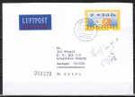 Bund ATM 3.3 - mageres Posthorn - Marke zu 300 Pf als portoger. EF auf Übersee-Luftpost-Brief bis 20g von 2001-2002 nach China / AnkStpl.