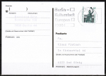 Berlin 795 als portoger. EF mit 60 Pf SWK-Serie aus Bogen mit Bogen-Rand auf Postkarte von 1987-1991 ins Bundesgebiet