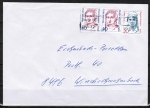 Berlin 788 als portoger. MiF mit 2x 40 Pf Frauen-Serie + 20 Pf Frauen Berlin auf Brief bis 20g vom Januar 1991 ins Bundesgebiet