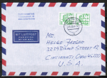 Bund 1038 o.g./u.g. als portoger. EF mit grüner 50 Pf B+S als senkr. Paar o.g./u.g. aus Letterset-MH auf VGO-Luftpost-Brief vom März 1991 n. USA, rs. Code