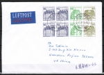 Bund B+S-Heftblatt 3,- DM mit 80 Pf B+S - Marke als portoger. H-Blatt-EF auf Übersee-Luftpost-Brief bis 20g von 1993-2002 nach China, AnkStpl.