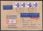 Bund 1141 als portoger. MeF mit 4x 120 Pf B+S - Serie aus Rolle auf Luftpost-Einschreib-Pckchen 60-80g von 1982-1989 nach Austalien, 3 AnkStpl. !