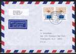 Bund 1224 als portoger. MeF mit 2x 70 Pf Archivkongress auf Luftpost-Brief bis 5g von 1984-1989 in die USA/Code