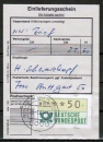 Bund ATM 1 - Marke zu 50 Pf in Gravur-Type als portoger. EF auf Einlieferungsschein für einen Nachnahme-Brief von 1982-1989