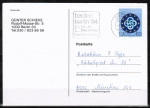 Berlin 721 als portoger. EF mit 60 Pf Kultur-Konferenz auf Postkarte von 1984-1991 von Berlin ins Bundesgebiet, codiert