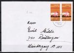 Bund 719 als portoger. MeF mit 2x 20 Pf Olympiade / Ringen auf Inlands-Brief bis 20g von 1972-1974, rs. braune Skl.-Klappe