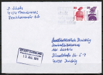 Bund 698+696 o.g. als portoger. Zdr.-EF mit Zdr. 30+20 Pf oben geschnitten aus Markenheftchen auf Inlands-Brief bis 20g von 1974-1978
