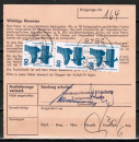 Bund 700 als portoger. MeF mit 3x 50 Pf Unfallverhütung aus Rolle rs. auf Inlands-Paketkarte für die Zustellgebühr von 1974-1978