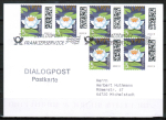 Bund 3644 Skl. (Mi. 3651) als portoger. MeF mit 6x 5 Cent Briefe-Dauerserie als Skl.-Marke auf Inlands-Dialogpost-Postkarte von 2023, codiert