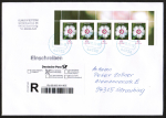 Bund 3116 als portoger. MeF mit 5x 85 Cent Blumen-DS auf Inlands-�bergabe-Einschreibe-Brief 14x20 cm von 2022-2024, 20 cm lang, Preis VHS