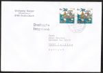 Bund 1608 als portoger. MeF mit 2x 60 Pf Europa 1992 auf Auslands-Drucksache 20-50g von 1992 nach Estland, AnkStpl., 14x20 cm