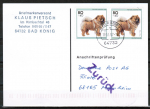 Bund 1837 als portoger. MeF mt 2x 80 Pf Jugend 1996 / Chow-Chow auf Einzel-Anschriftenprüfungs-Postkarte vom Nov. 1997, codiert, rs. Stpl.