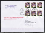 Bund 2480 als portoger. MeF mit 3x 5 Cent Blumen-Serie / Krokus als o.g./u.g.-Paare, links gezhnt, als Inlands-Infopost, 25/26g, 2007-2014, codiert