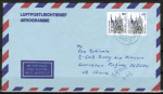 Bund 2188 C/o.g. MeF mit 2x 100 Pf / 0,51  SWK aus Skl.-MH auf Aerogramm nach China/AnkStpl.