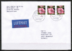 Bund 2462 Skl. (Mi. 2513) als portoger. MeF mit 3x 25 Cent Blumen / Malve als Skl.-Marke auf Auslands-Brief bis 20g von 2011-2014 in die Schweiz, codiert