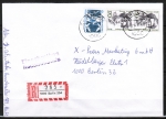 Berlin 826 als portoger. MiF mit 2x 170 Pf Frauen-Serie + 10 Pf SWK Berlin aus Rolle auf Einschreibe-Brief bis 20g vom April 1991