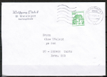 Bund 1038 o.g. als portoger. EF mit grüner 50 Pf B+S - Marke oben geschnitten aus Letterset-MH auf VGO-Brief bis 20g von 1990-1991 in die UdSSR, AnkStpl.