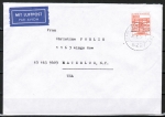 Bund 1143 als portoger. EF mit 300 Pf B+S - Serie aus Rolle im Buchdruck auf Luftpost-Brief 25-30g von 1982-1989 in die USA, rs. Code