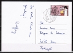 Bund 1276 als portoger. EF mit 70 Pf Jugend 1986 auf Auslands-Postkarte von 1986-1989 nach Portugal