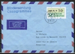 Bund ATM 1 - Marke zu 30 Pf in Spritzguss-Type als portoger. EF auf Luftpost-Blindensendung bis 20g von 1983-1984 nach Brasilien, Bonn / j