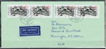 Bund 1410 als portoger. MeF mit 4x 50 Pf Gerhard Marcks auf Luftpost-Brief 15-20g vom Mai 1989 in die USA / Code