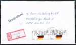 Bund 1478 als portoger. MeF mit 2x 100 Pf Deutsche Einheit auf VGO-Einschreibe-Brief bis 20g von 1990/1991