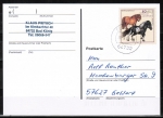 Bund 1921 als portoger. EF mit 80 Pf Jugend 1997 / Ponys auf Inlands-Postkarte vom Juni-August 1997, codiert