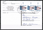 Bund 1398 als portoger. MeF mit 3x 20 Pf SWK aus Bogen auf Inlands-Postkarte von 1989-1993