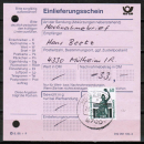 Bund 1341 als portoger. EF mit 60 Pf SWK aus Rolle auf rotem Einlieferungsschein für einen Nachnahme-Brief vom Juni 1992