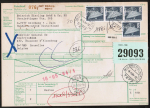 Bund 859 als portoger. MeF mit 4x 500 Pf I+T auf Auslands-Paketkarte (5-10 kg) von 1982-1989 nach Belgien