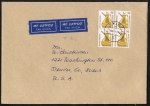 Bund 1380 als portoger. MeF mit 4x 90 Pf SWK aus Rolle auf Luftpost-Brief 25-30g von 1989-1993 in die USA, 14x20 cm
