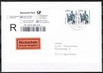 Bund 2307 als portoger. MeF mit 2x 2,20 ¤ SWK aus Bogen, Sicherheitsfarbe in Druckfarbe, auf Inlands-Einschreibe-Rückschein-Brief von 2003-2012, codiert
