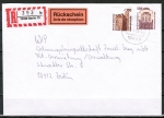 Bund 1679 als portoger. MiF mit 500 Pf + 300 Pf je SWK aus Rolle auf Inl.-Einschreibe-Rckschein-Brief bis 20g von 1993-1997