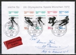 Bund 684-687 als Block 6 / Winter-Olympiade als portoger. MiF mit 20 Pf aus Block (!) auf Inlands-Eilbrief bis 20g mit ESST von 1971