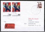 Bund 823 als portoger. MiF mit 2x 120 E. L. Kirchner + 10 Pf DS auf Inlands-Wertbrief bis 20g von 1975