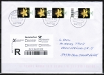 Bund 3304 als portoger. MeF mit 4x 90 Cent Blumen / Johanniskraut aus Rolle auf Einwurf-Einschreibe-Brief ber 50g von 2017-2019, codiert, B6