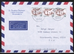 Berlin 771 als portoger. MeF mit 3x 80 Pf Frauen-Serie auf Luftpost-Brief 15-20g vom November 1990 in die USA, vs. codiert !