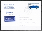 Bund 1126 als portoger. EF mit 90 Pf Jugend 1982 auf Luftpost-Postkarte in die USA von 1982 bis 1989, rs. Code-Stempelchen